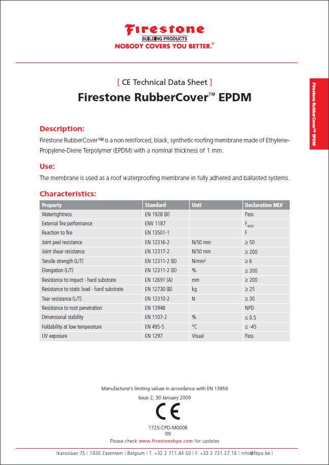 Firestone RubberCover 1.14mm CE Mark证书